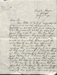 Letter from Samuel Benjamin regarding Launceston Synagogue