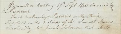 Meeting Minutes, 17 September 1843