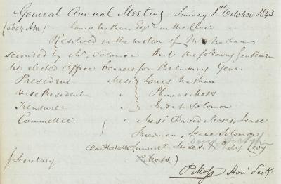 Meeting Minutes, 1 October 1843