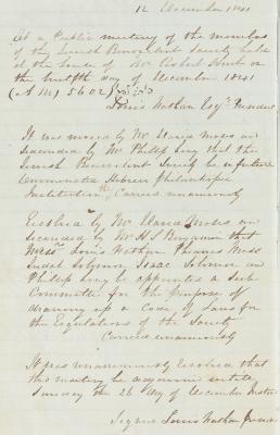 Meeting Minutes, 12 December 1841