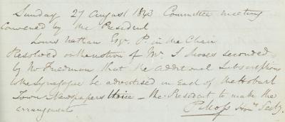 Meeting Minutes, 27 August 1843