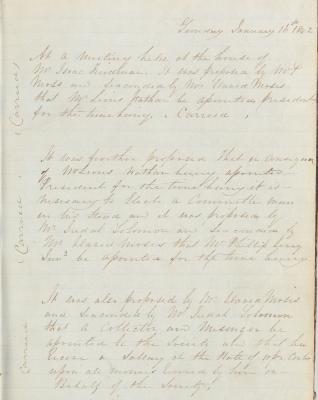 Meeting Minutes, 16 January 1842