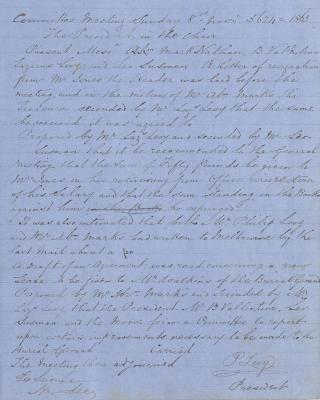 Meeting Minutes, 8 November 1863